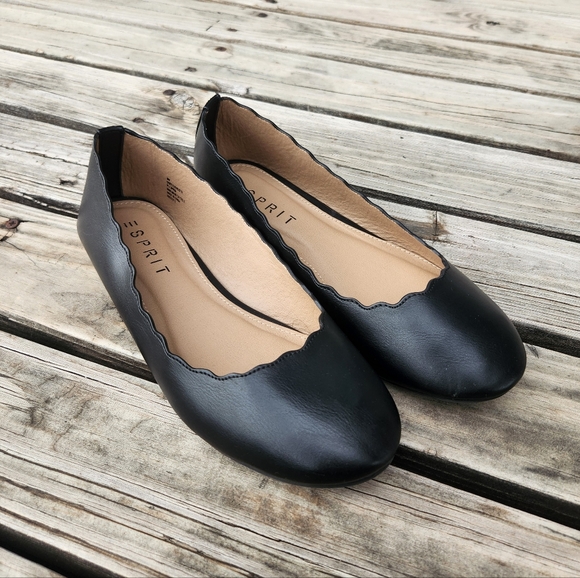 Esprit Shoes - Esprit Black Scalloped Women's Flats Business Ballet Professional Work 8 Odette